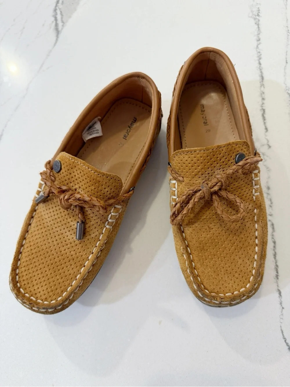 Mayoral Tan Suede Tassel Moccasin Kids Dress Shoes 11.5